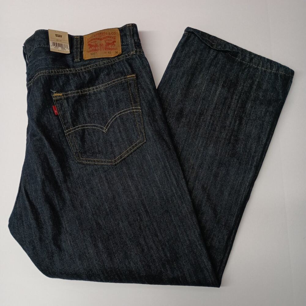 Levi's 527 Slim Bootcut Jeans Men's Size 42x30 Blue Dark Wash Cotton